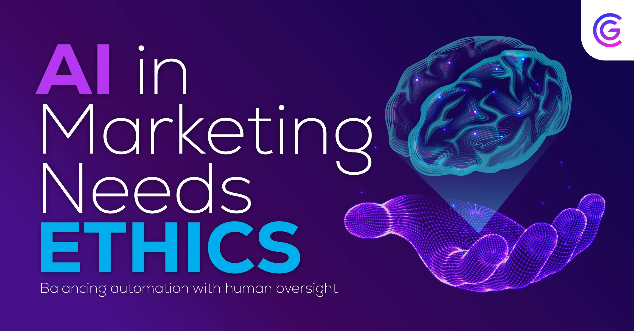 AI in marketing ethics concept with digital brain