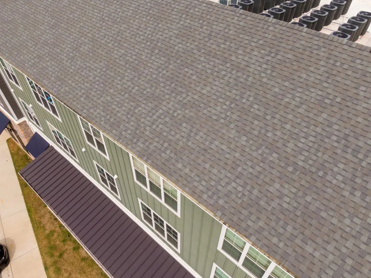 close-up of shingle roof on apartment buildings, Roseville, MN